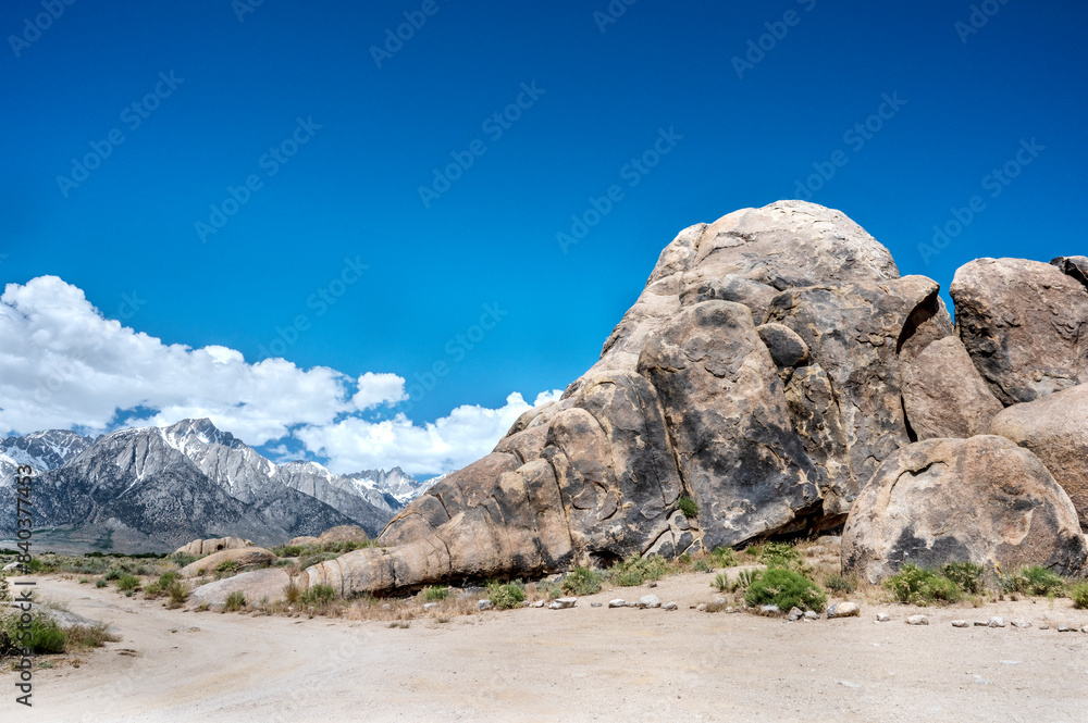 Stone formation in shape of elephant head in Alabama hills, California, USA. Alabama Hills with Mount Whitney in the back. Stone formation in shape of elephant head in Alabama hills, California, USA. Alabama Hills with Mount Whitney in the back.