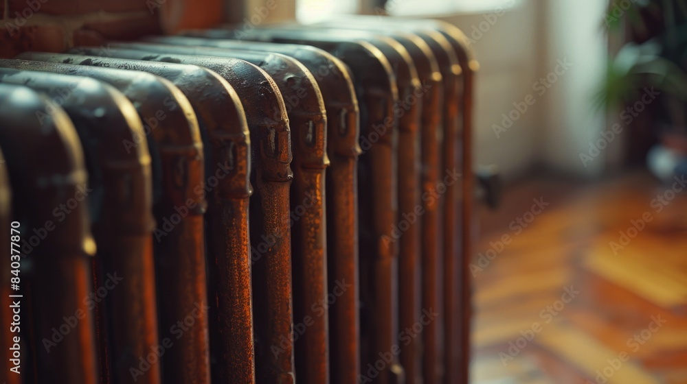 A detailed view of a radiator in a room A detailed view of a radiator in a room