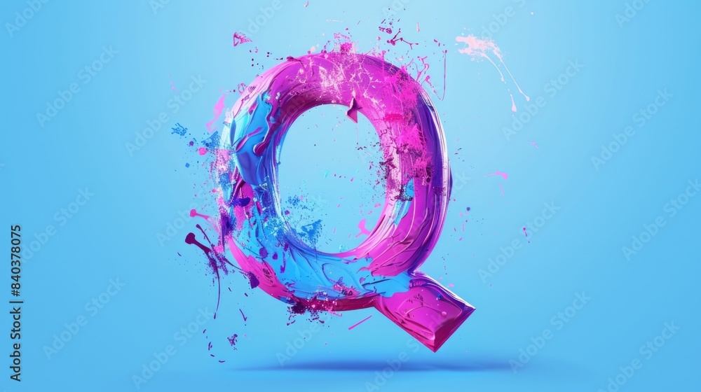 A creative representation of the letter Q made up of paint splatters A creative representation of the letter Q made up of paint splatters