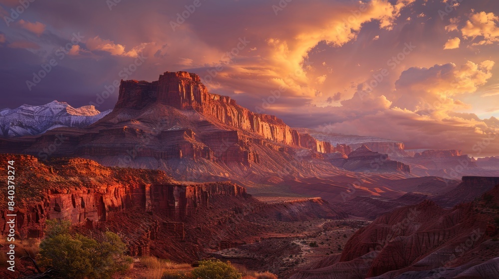 Fototapeta premium Captivating Landscapes Blank Business Cards and Majestic Prints in a Professional Photographer's Gallery