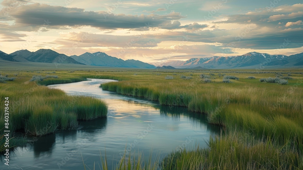 Fototapeta premium Captivating Landscapes Blank Business Cards and Majestic Prints in a Professional Photographer's Gallery