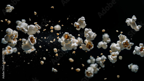 popcorn explosion on a black background