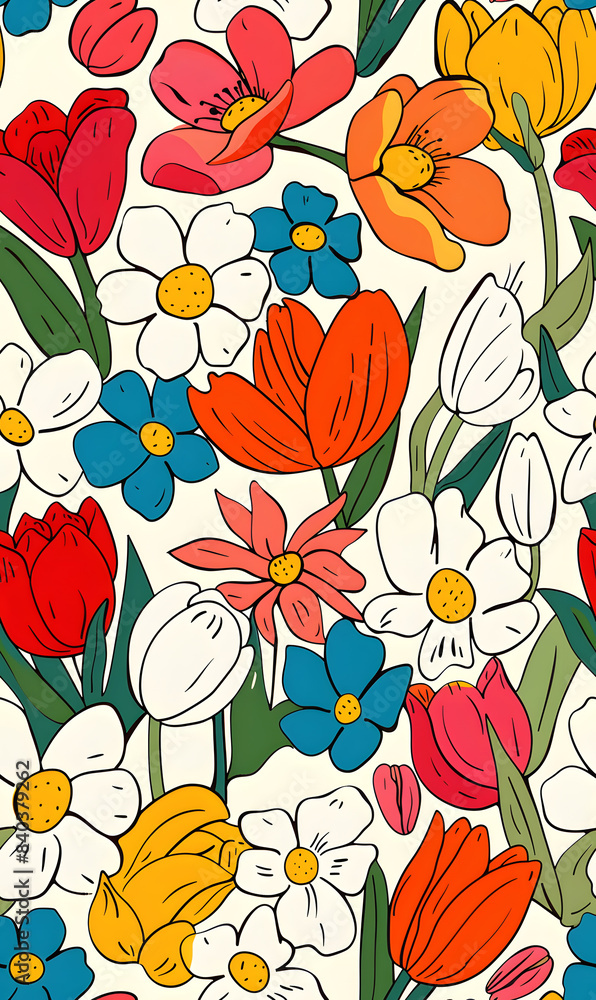 Fototapeta premium Seamless pattern of flower.