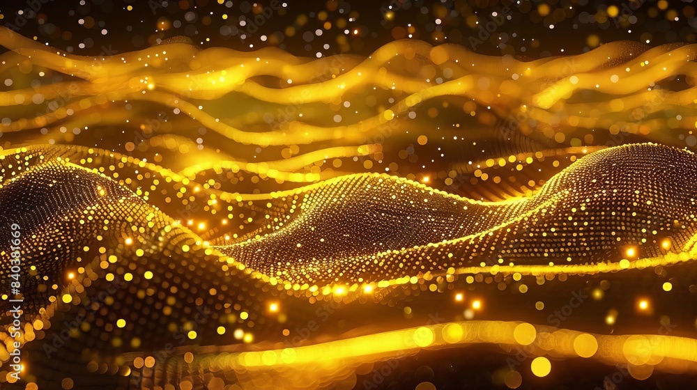 luxurious golden particles wave with shining floor and dust stars abstract digital background luxurious golden particles wave with shining floor and dust stars abstract digital background