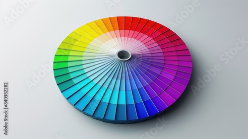 Vibrant color wheel showcasing a spectrum of hues in a circular design on a gray background. Ideal for design  art  and color theory visuals.