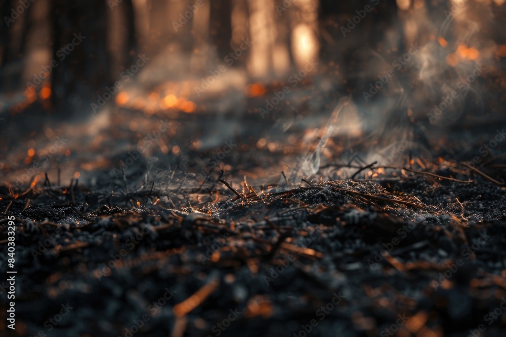 A close-up view of flames engulfing trees in a forest, with sparks flying everywhere A close-up view of flames engulfing trees in a forest, with sparks flying everywhere