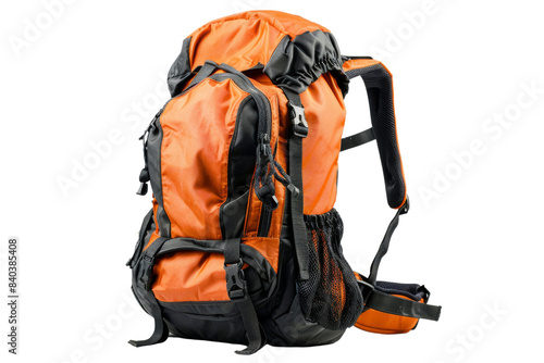 Orange Hiking Backpack Isolated on White Background