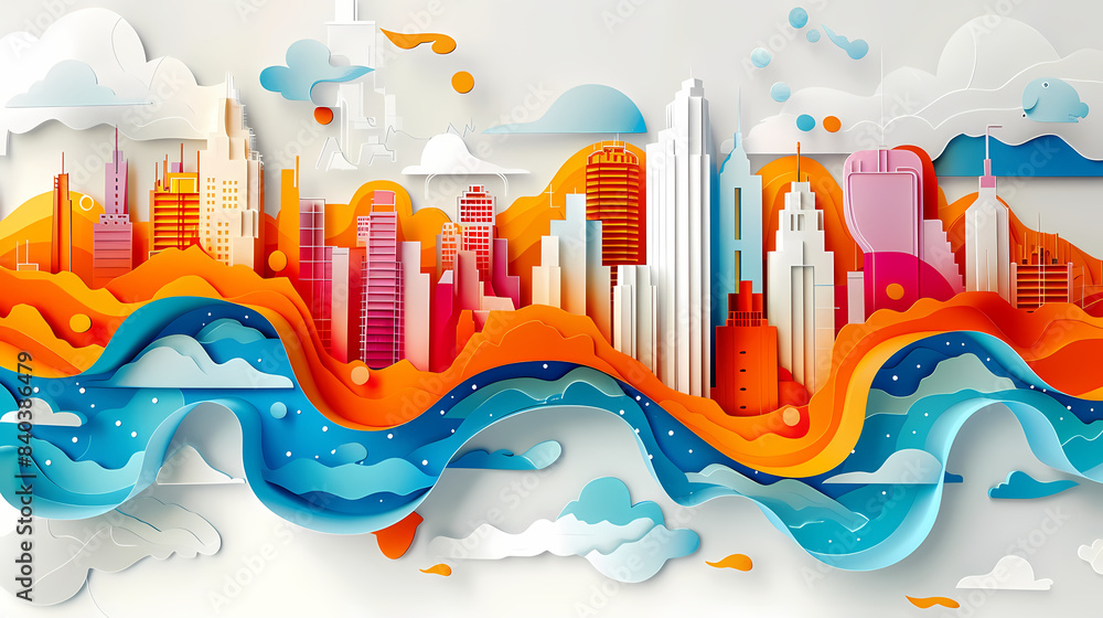 Internet of things iot and networking vector image Paper cut style Internet of things iot and networking vector image Paper cut style