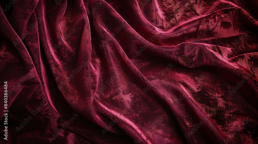 Fototapeta premium a close-up of maroon velvet fabric posh silk background with smooth texture