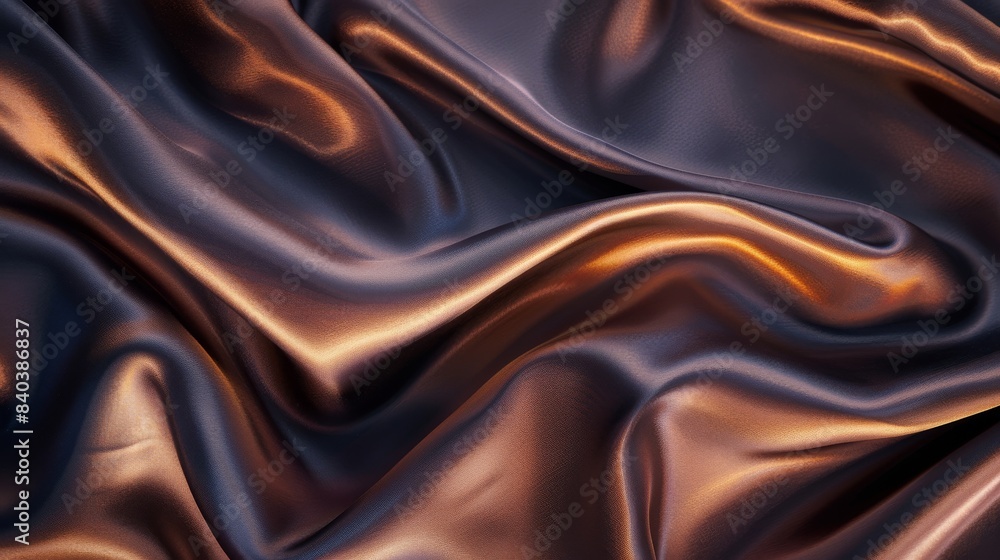 Fototapeta premium Close-up of a luxurious, golden brown satin fabric with a smooth, shiny surface.
