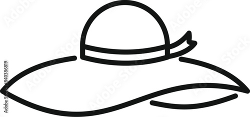 Simple line drawing of a floppy summer hat, bringing to mind relaxing days on the beach