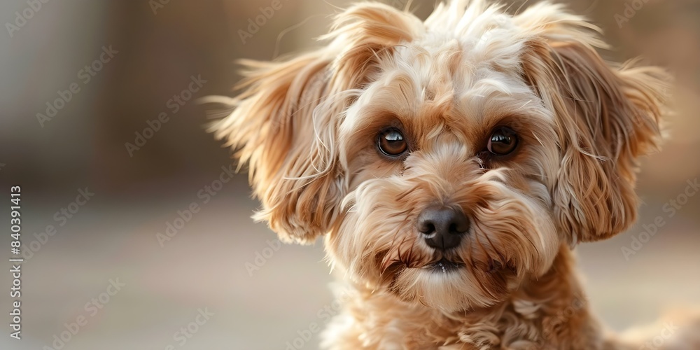 Closeup of a Maltipoo dog with big kind eyes and brown fur. Concept Pet Portraits, Maltipoo Breed, Close-up Shots, Big Kind Eyes, Brown Fur Closeup of a Maltipoo dog with big kind eyes and brown fur. Concept Pet Portraits, Maltipoo Breed, Close-up Shots, Big Kind Eyes, Brown Fur