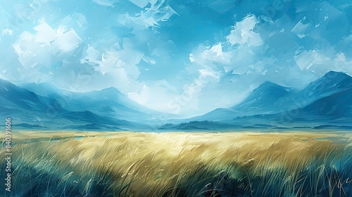 landscape abstract art painting modern art background.illustration