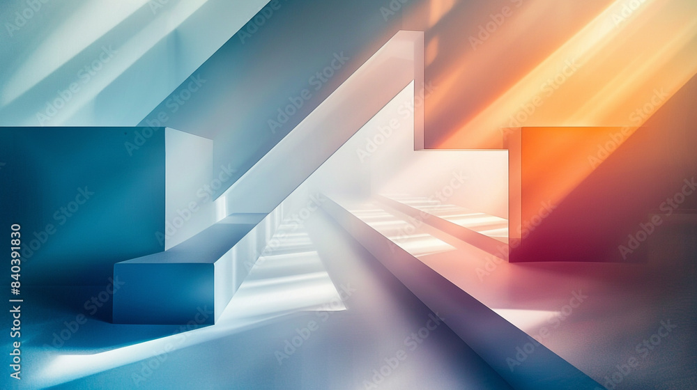 Fototapeta premium 3d square Glass colorful empty abstract Futuristic background. 