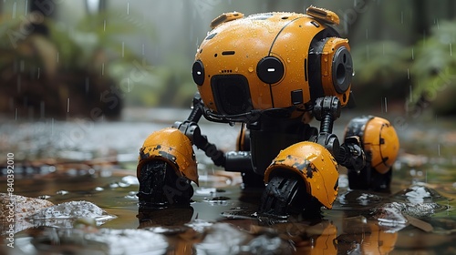 Wallpaper Mural for the concepts of robotics and sci fi futuristic ai a toy robot picture was manipulated modified and mat painted by the contributor.illustration Torontodigital.ca