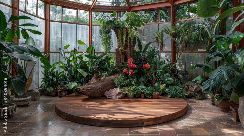 Enchanting Botanical Showcase Captivating Wooden Display in Sunlit Conservatory Enchanting Botanical Showcase Captivating Wooden Display in Sunlit Conservatory