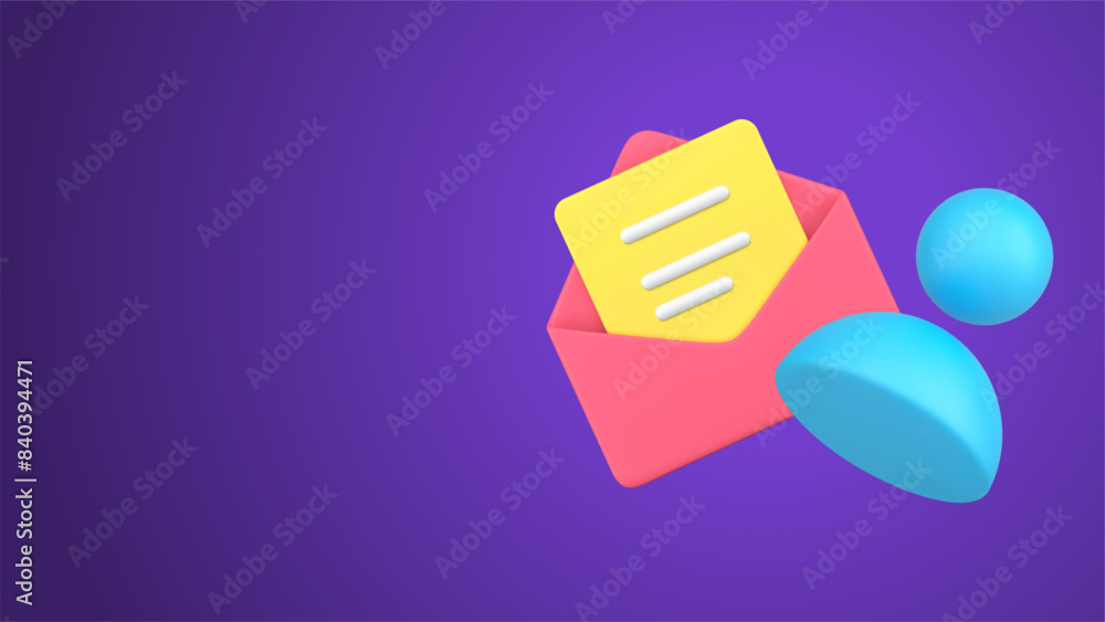 Simple 3d icon open envelope with newsletter and human member user skittle pin vector isometric Simple 3d icon open envelope with newsletter and human member user skittle pin vector isometric