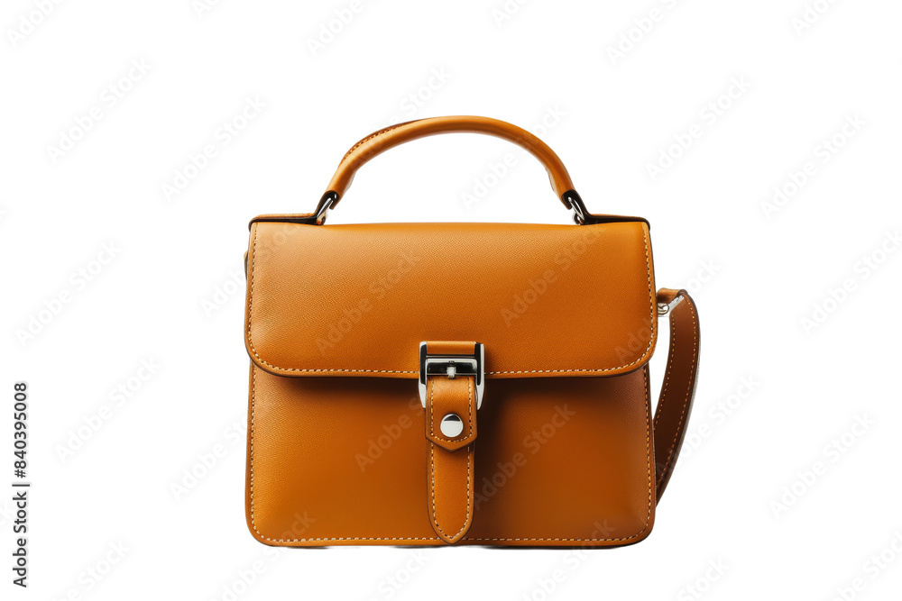 Brown Leather Handbag with Metal Clasp Brown Leather Handbag with Metal Clasp