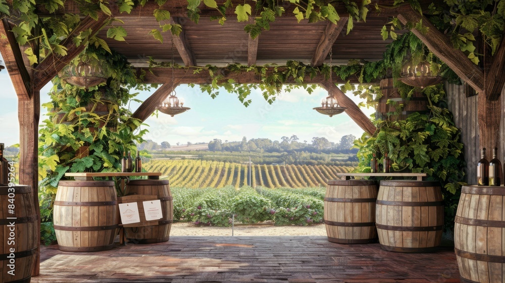 Vineyard Bliss Blank Business Cards on Oak Barrels in Rustic Tasting Room with Panoramic Grapevine View Vineyard Bliss Blank Business Cards on Oak Barrels in Rustic Tasting Room with Panoramic Grapevine View
