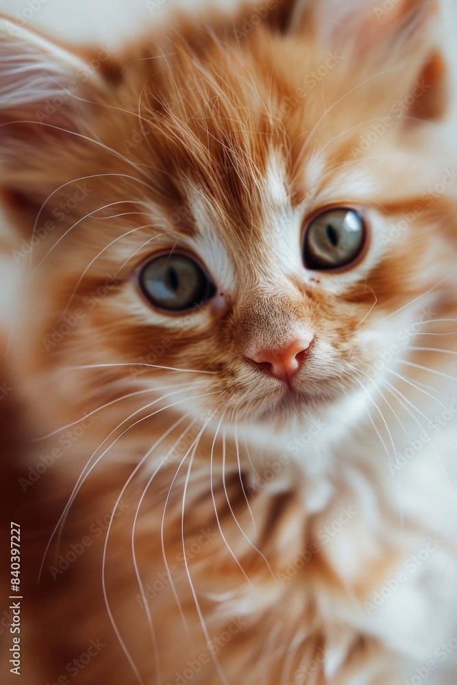 Close-up shot of a small kitten's face with bright blue eyes Close-up shot of a small kitten's face with bright blue eyes