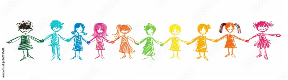 Naive children's drawing with colored chalk on white paper Naive children's drawing with colored chalk on white paper