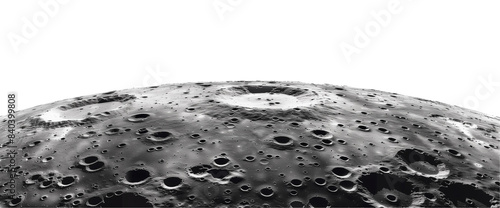 Moon Surface with Numerous Craters, Isolated on White PNG Transparent Background photo