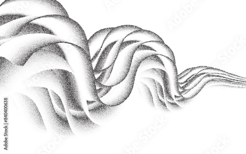 Fluid swoosh wave abstract background with stipple noise dot effect, grainy texture pattern