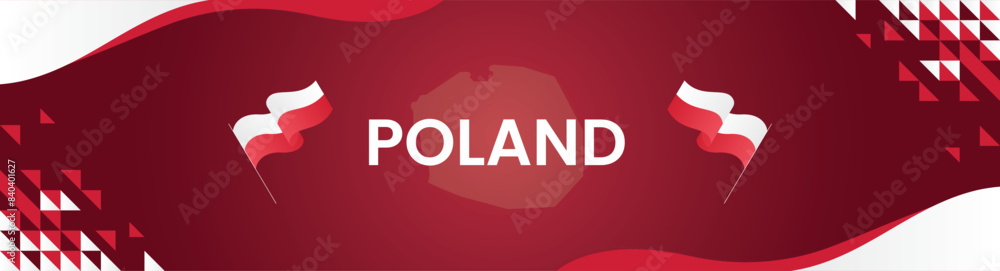 Poland banner modern design with flags colorful white red illustration Poland banner modern design with flags colorful white red illustration