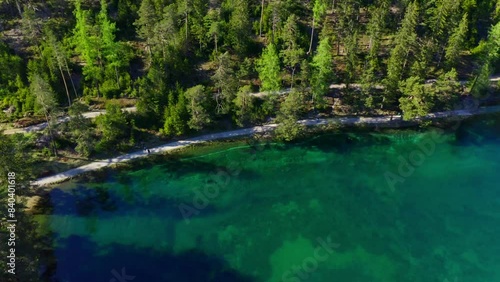 Grüner See in Spring, Styria, Austria, Drone Footage, Aerial View
