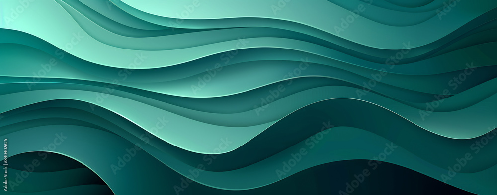 Teal and Cyan Gradient Background with Waves in Minimalist Design Teal and Cyan Gradient Background with Waves in Minimalist Design
