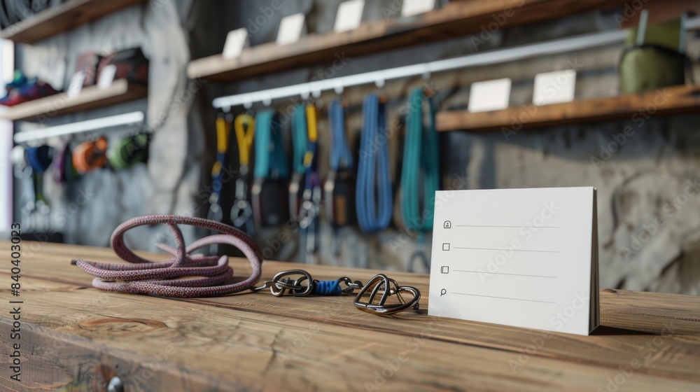 Explore Your Next Adventure Blank Business Cards at an Outdoor Sports Shop with Climbing Gear and Carabiners Explore Your Next Adventure Blank Business Cards at an Outdoor Sports Shop with Climbing Gear and Carabiners