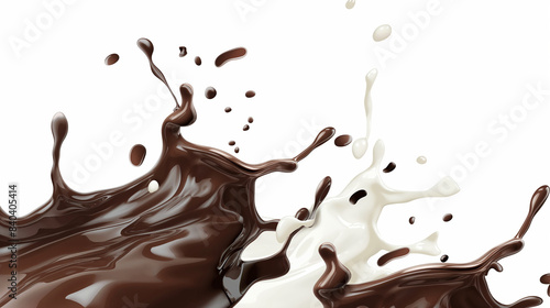 Chocolate and Milk Splash isolated on White Background