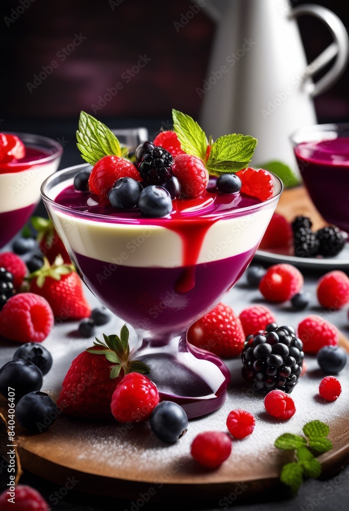 delicious creamy panna cotta vibrant berry sauce top, dessert, sweet, fruity, silky, smooth, delectable, decadent, indulgent, rich, luscious, flavorful, delicious creamy panna cotta vibrant berry sauce top, dessert, sweet, fruity, silky, smooth, delectable, decadent, indulgent, rich, luscious, flavorful,