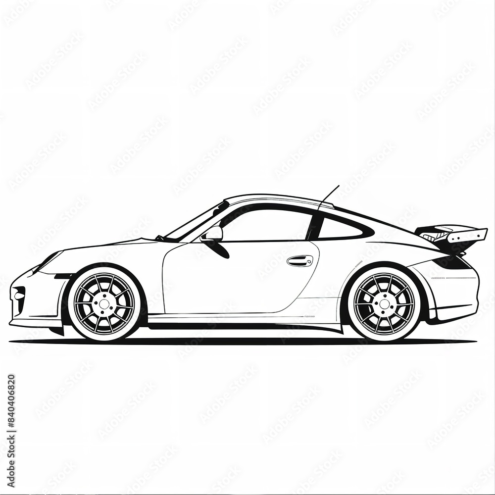Minimalistic Car Full Body Line Art Vector SVG Coloring

