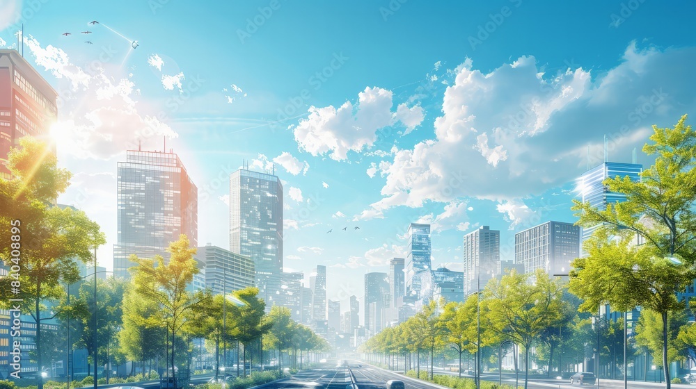Naklejka premium Smart city infrastructure: a smart city infrastructure with advanced technology and sustainable features