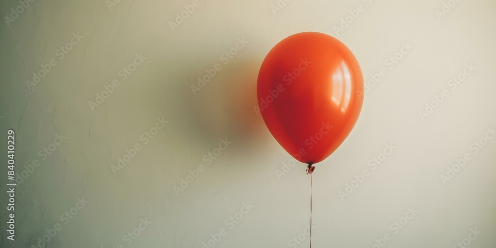 Red Balloon Against a White Background. Concept Colorful props, Minimalistic photoshoot, Pop of red, Simple portrait, Red Balloon Against a White Background. Concept Colorful props, Minimalistic photoshoot, Pop of red, Simple portrait,