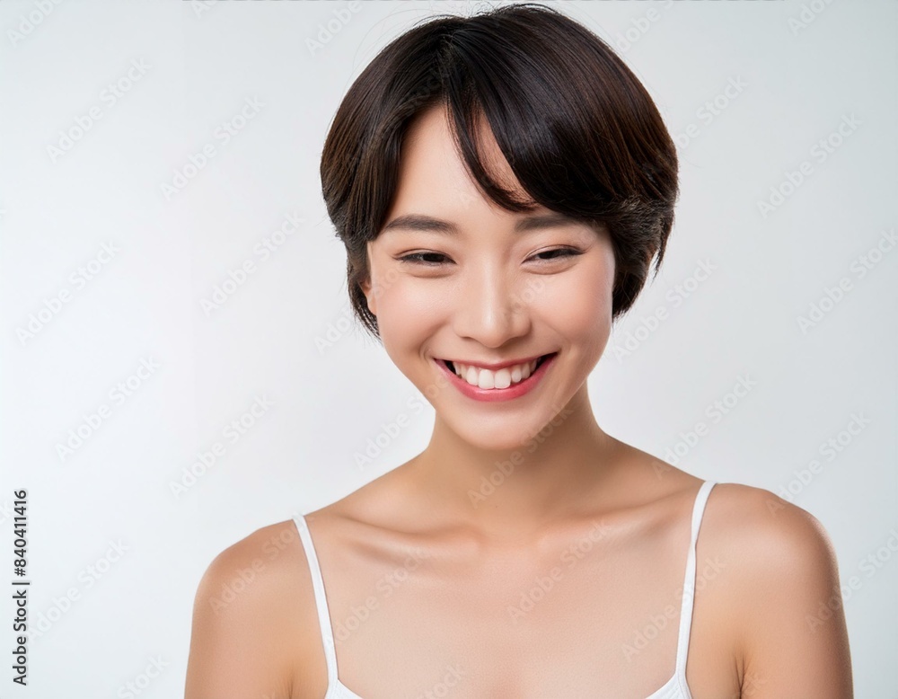 美しい笑顔の若い女性 美容コスメスキンケア素材 美しい笑顔の若い女性 美容コスメスキンケア素材
