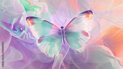 Digital illustration featuring an ethereal butterfly