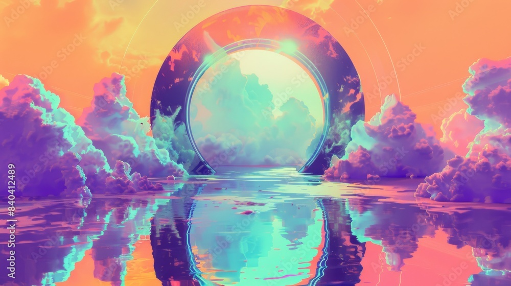 Obraz premium Digital illustration featuring an interdimensional portal