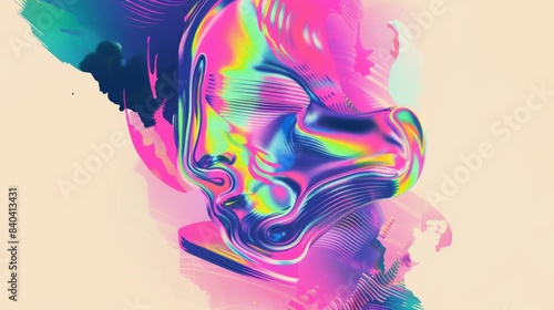 Digital illustration featuring a neon melting typography