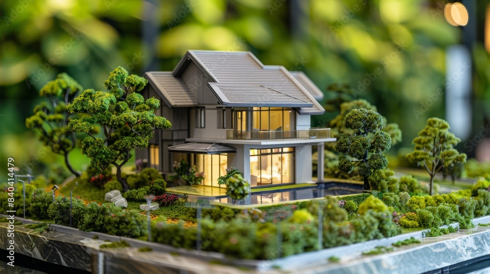 Luxury Miniature Home Exquisite Architectural Model with Manicured Garden on Marbled Base Ideal for Real Estate Property Investment and Dream Homes Luxury Miniature Home Exquisite Architectural Model with Manicured Garden on Marbled Base Ideal for Real Estate Property Investment and Dream Homes