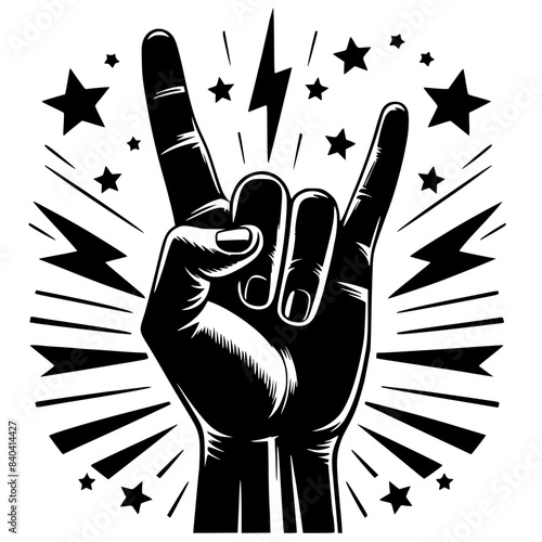 Rock n roll hand symbol silhouette