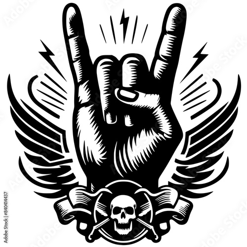 Rock n roll hand symbol silhouette