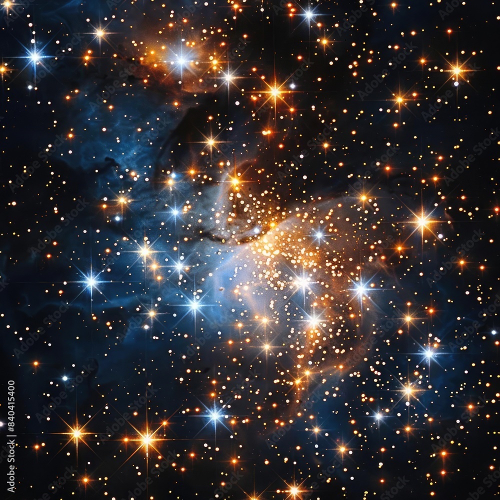 Naklejka premium Stunning view of a starry night sky filled with countless stars and cosmic nebulae, capturing the beauty and vastness of the universe.