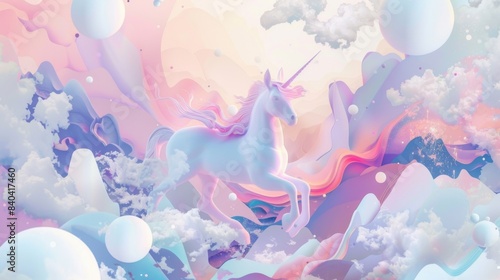 Digital illustration featuring a fantastical unicorn