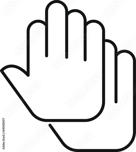 Simple line drawing of two hands clapping, symbolizing applause or agreement