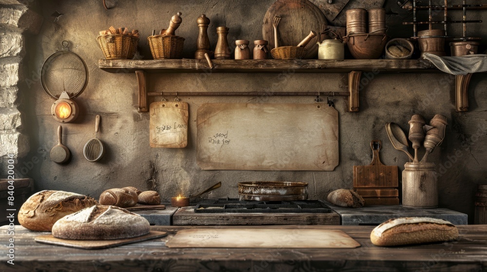 Rustic Artisan Bread Bakery Blank Business Cards FlourDusted Apron and Wood Oven in a Cozy Kitchen Setting Rustic Artisan Bread Bakery Blank Business Cards FlourDusted Apron and Wood Oven in a Cozy Kitchen Setting