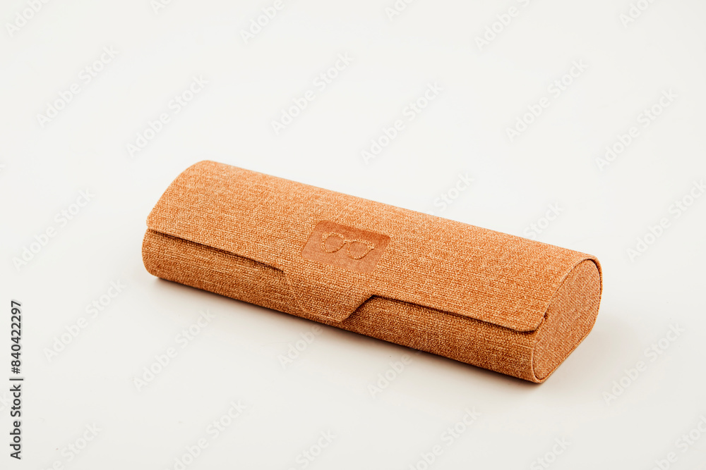 Case for glasses. Glasses in a leather case for storing sunglasses. Magnetic cover. lie horizontally. on an isolated white background. Close-up. place for text. Case for glasses. Glasses in a leather case for storing sunglasses. Magnetic cover. lie horizontally. on an isolated white background. Close-up. place for text.