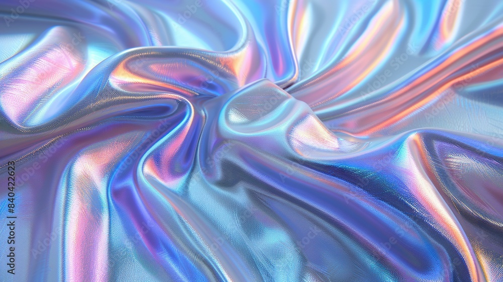 A tri-colored background featuring blue, pink, and purple hues, accompanied by a generous amount of metallic foil at the image's base A tri-colored background featuring blue, pink, and purple hues, accompanied by a generous amount of metallic foil at the image's base
