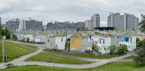 Munchen 2024. Citiscapes, parks and Architecture. OlyDorf Bungalows.